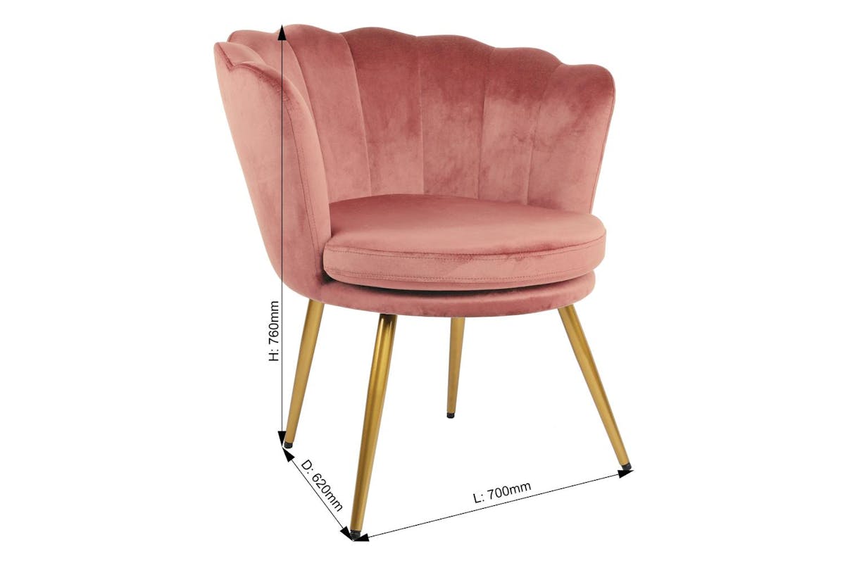 Genesis Flora Accent Chair | Petal Back Scallop | Velvet | Dusty Pink-6