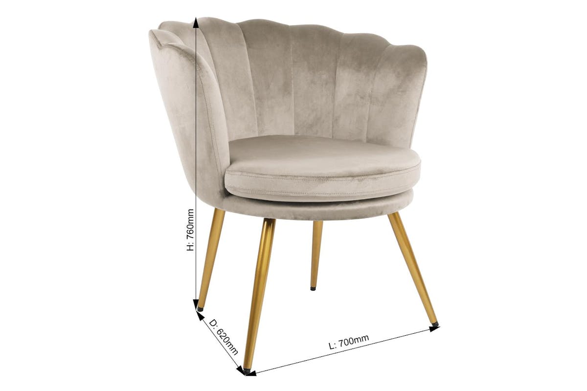 Genesis Flora Accent Chair | Petal Back Scallop | Velvet | Taupe-6