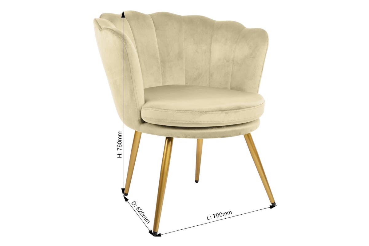Genesis Flora Accent Chair | Petal Back Scallop | Velvet | Champagne-6