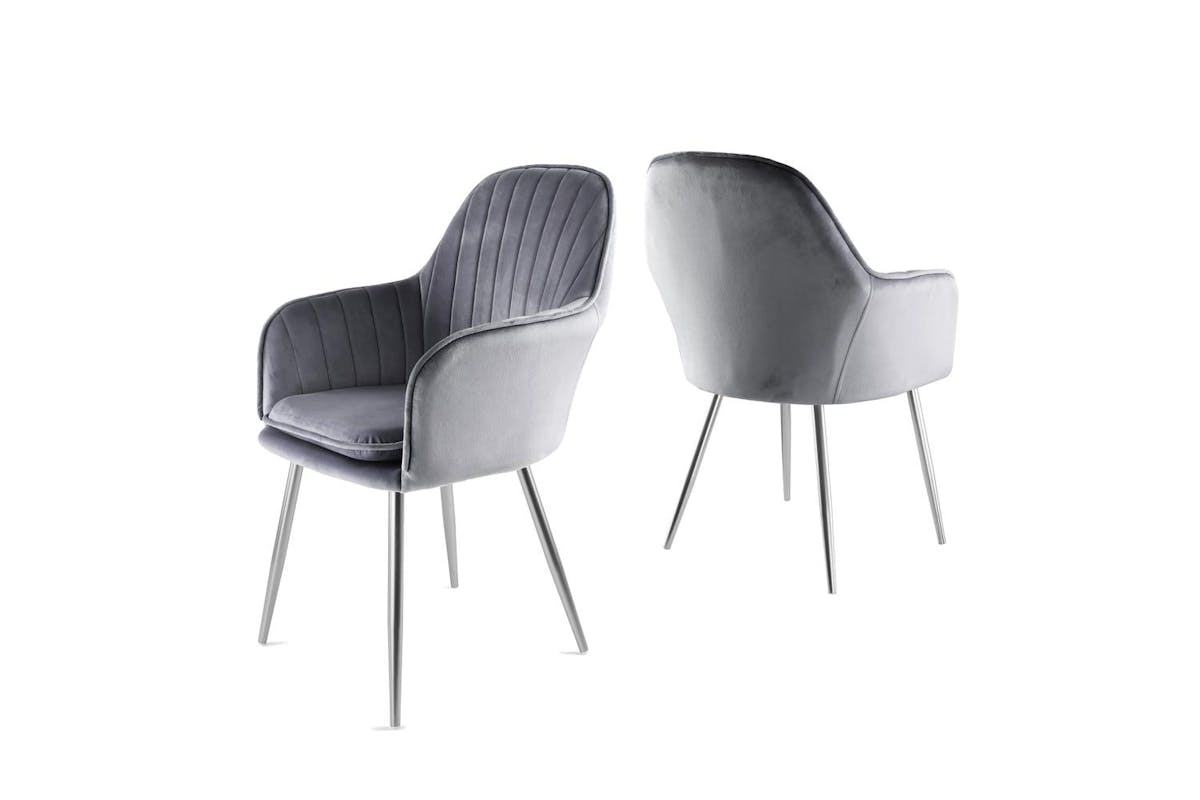 Genesis Muse Accent Chair | Velvet | Set of 2 | Grey-3