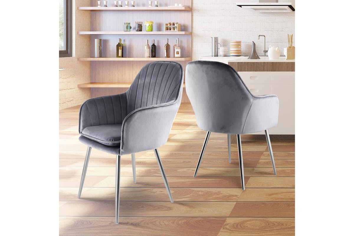 Genesis Muse Accent Chair | Velvet | Set of 2 | Grey-2