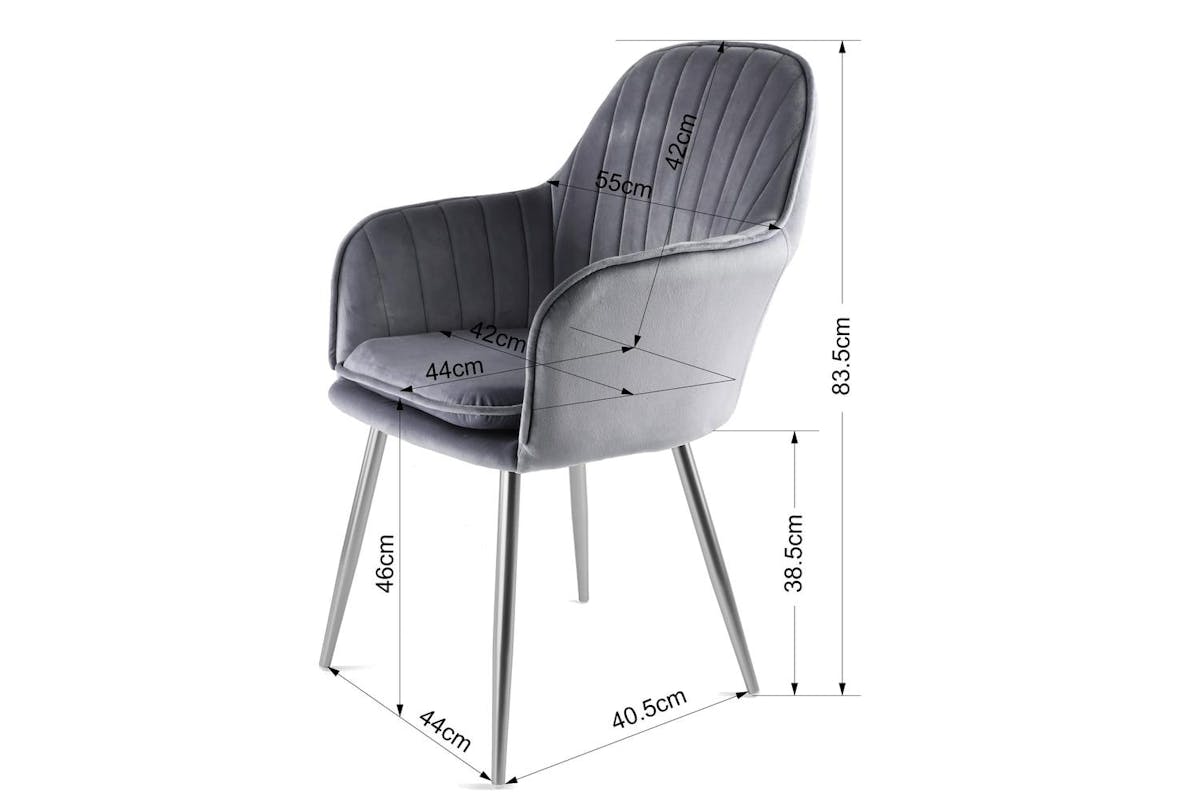 Genesis Muse Accent Chair | Velvet | Set of 2 | Grey-5
