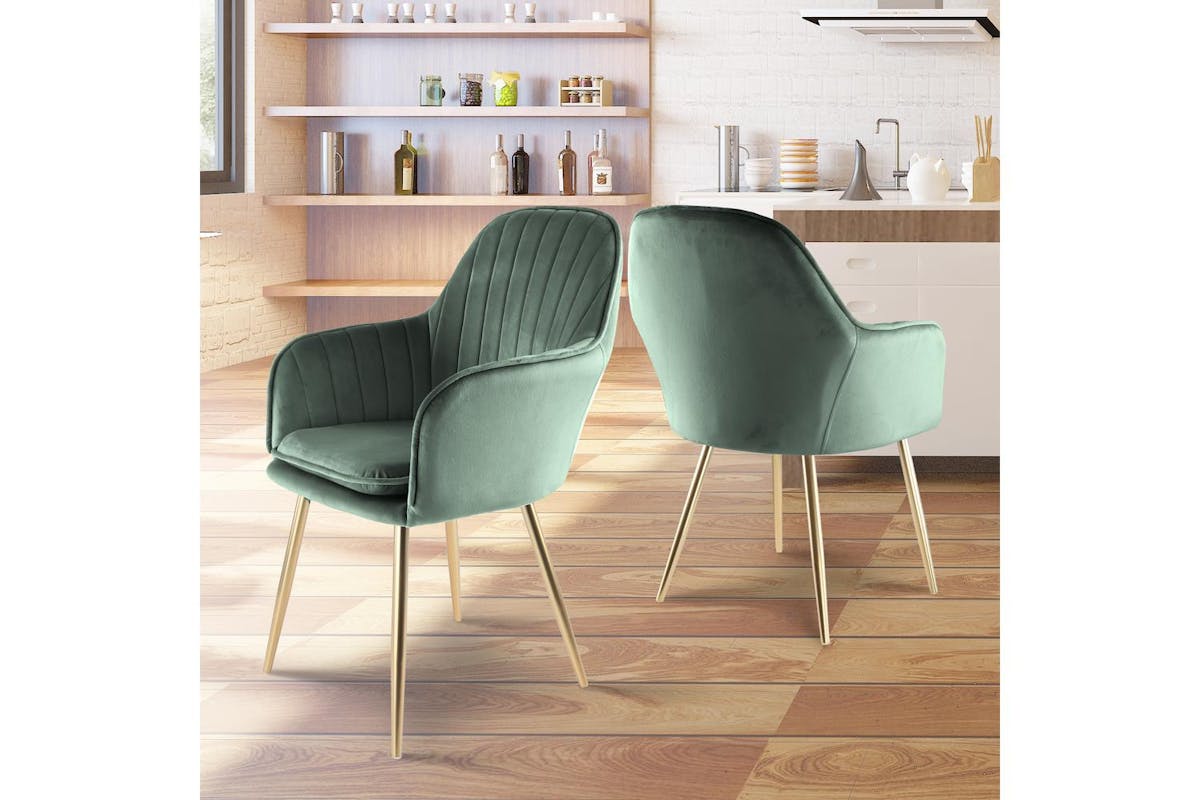 Genesis Muse Accent Chair | Velvet | Set of 2 | Bistro Green-2