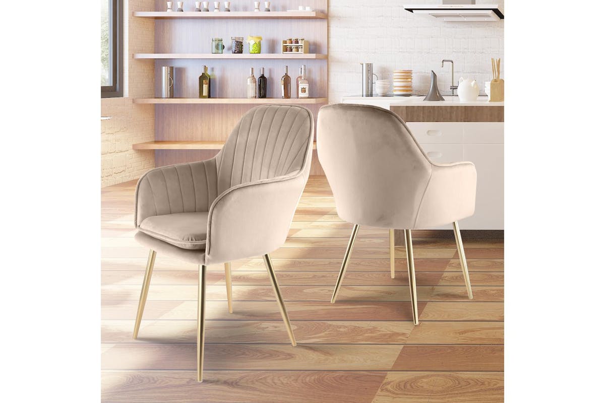 Genesis Muse Accent Chairs | Velvet | Set of 2 | Taupe-2