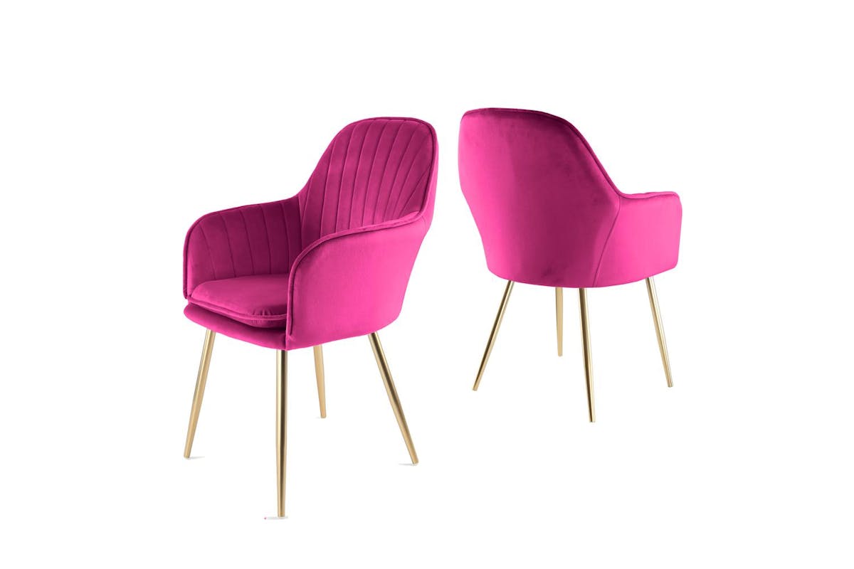Genesis Muse Accent Chairs | Velvet | Set of  2 | Fuchsia Pink-3