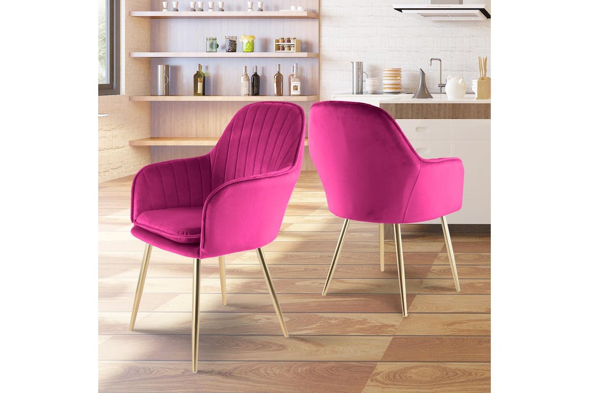 Genesis Muse Accent Chairs | Velvet | Set of  2 | Fuchsia Pink-2