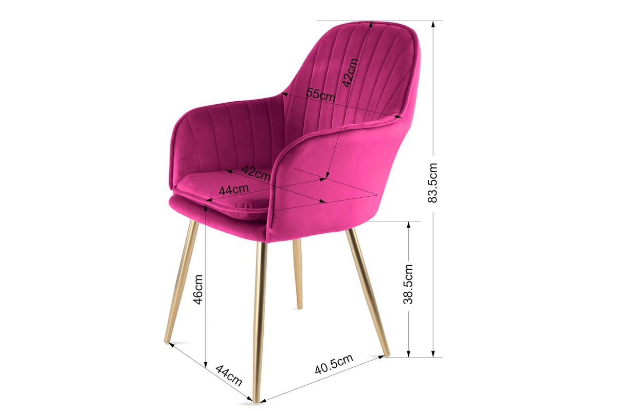 Genesis Muse Accent Chairs | Velvet | Set of  2 | Fuchsia Pink-5