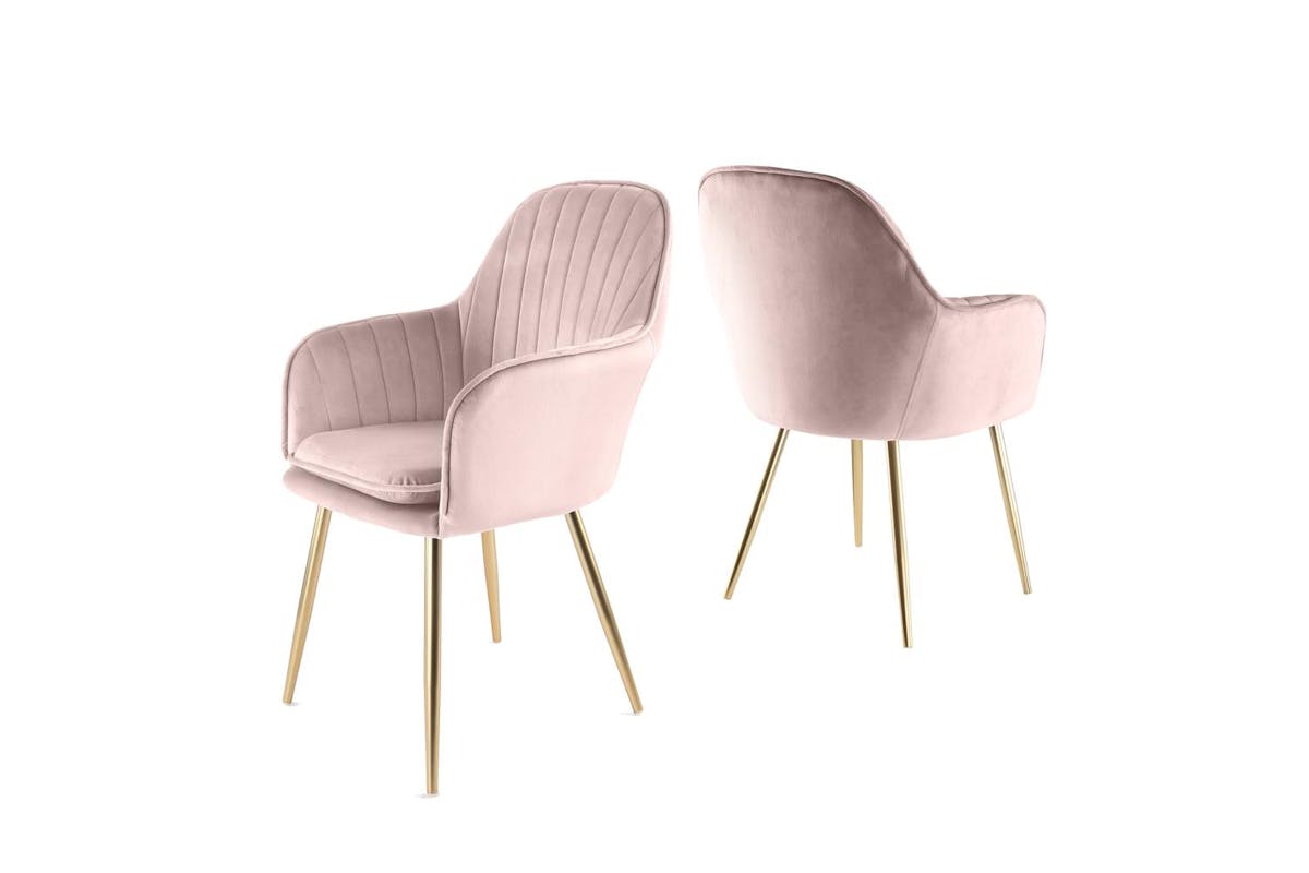 Genesis Muse Chair In Velvet Fabric X 2 - Silver Pink-3