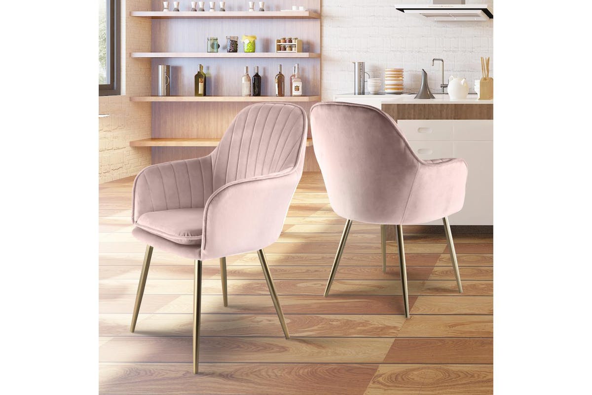 Genesis Muse Chair In Velvet Fabric X 2 - Silver Pink-2