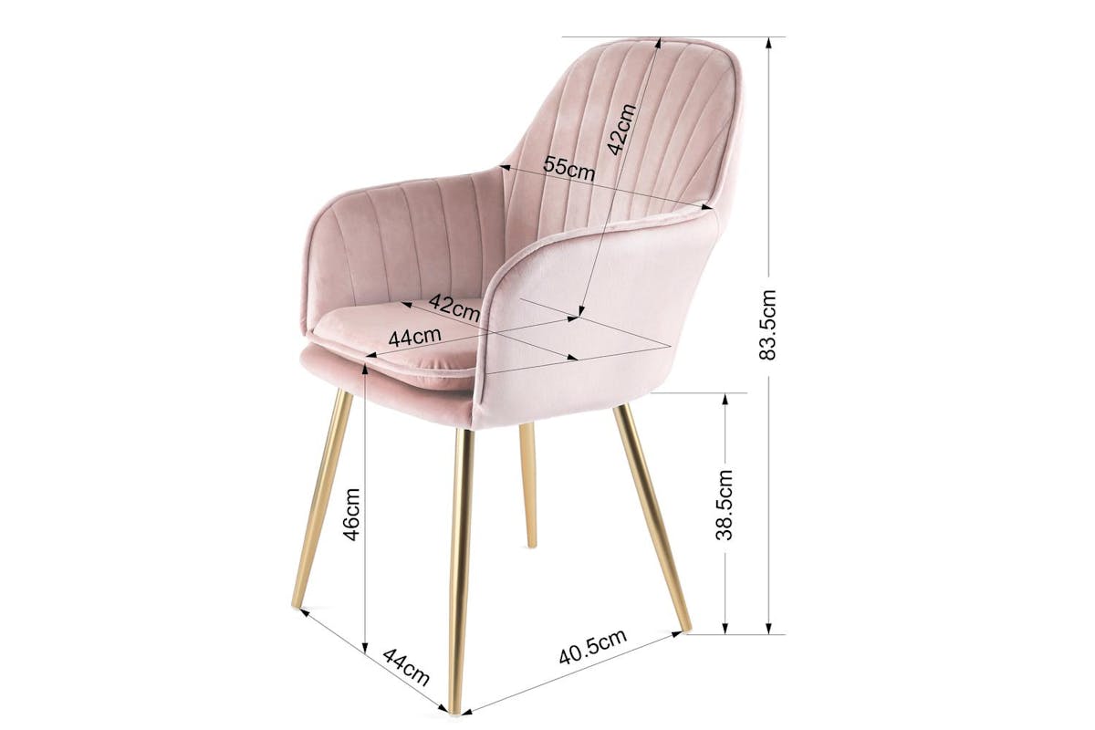 Genesis Muse Chair In Velvet Fabric X 2 - Silver Pink-7