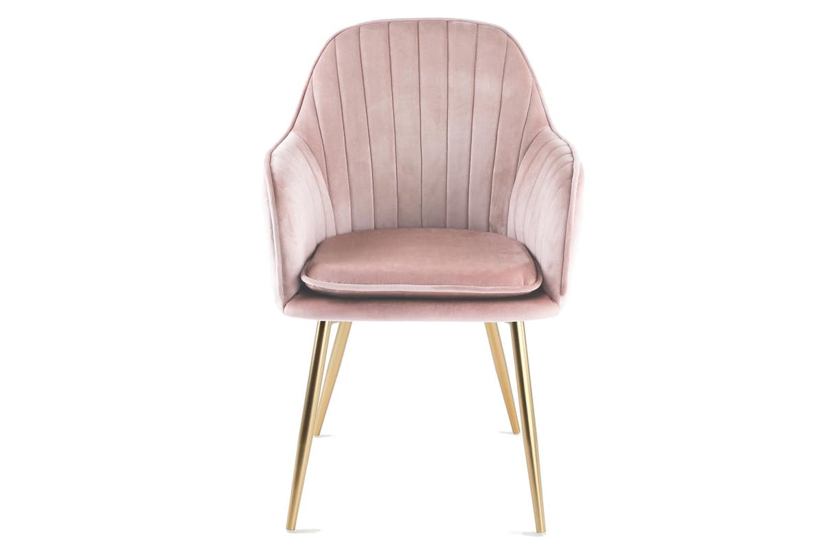 Genesis Muse Chair In Velvet Fabric X 2 - Silver Pink