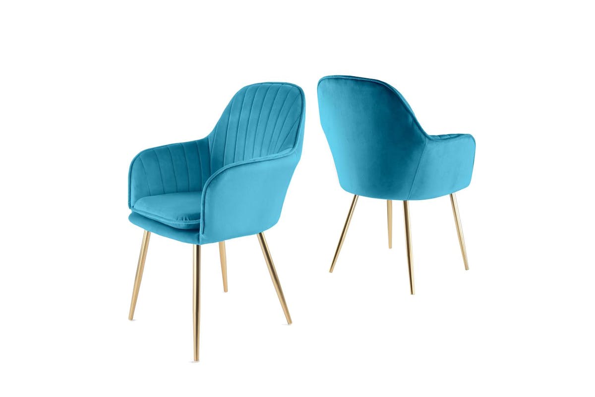 Genesis Muse Chair In Velvet Fabric X 2 - Teal-4