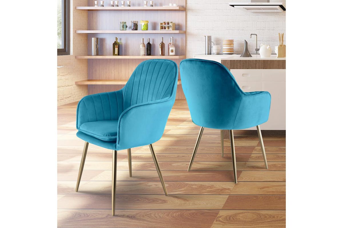 Genesis Muse Chair In Velvet Fabric X 2 - Teal-2