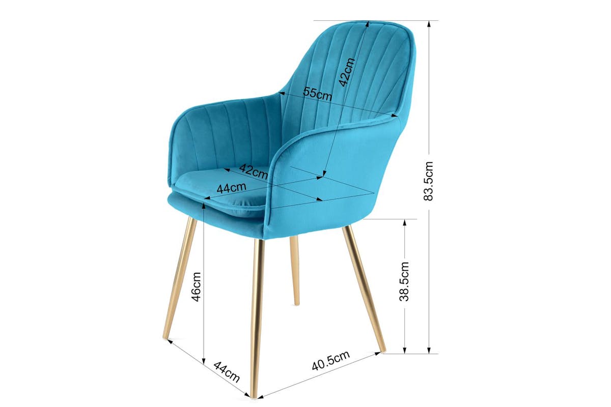 Genesis Muse Chair In Velvet Fabric X 2 - Teal-7