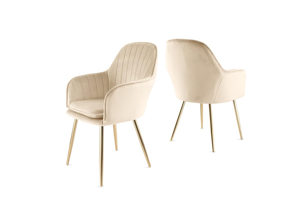 Genesis Muse Chair In Velvet Fabric X 2 - Champagne-4
