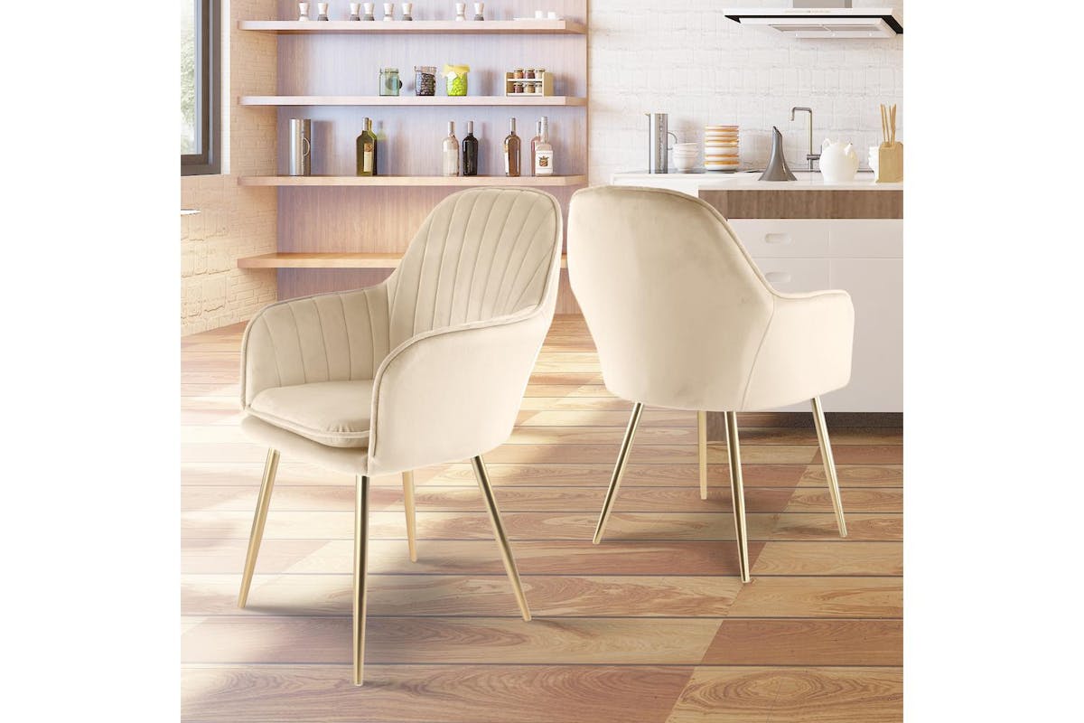 Genesis Muse Chair In Velvet Fabric X 2 - Champagne-2