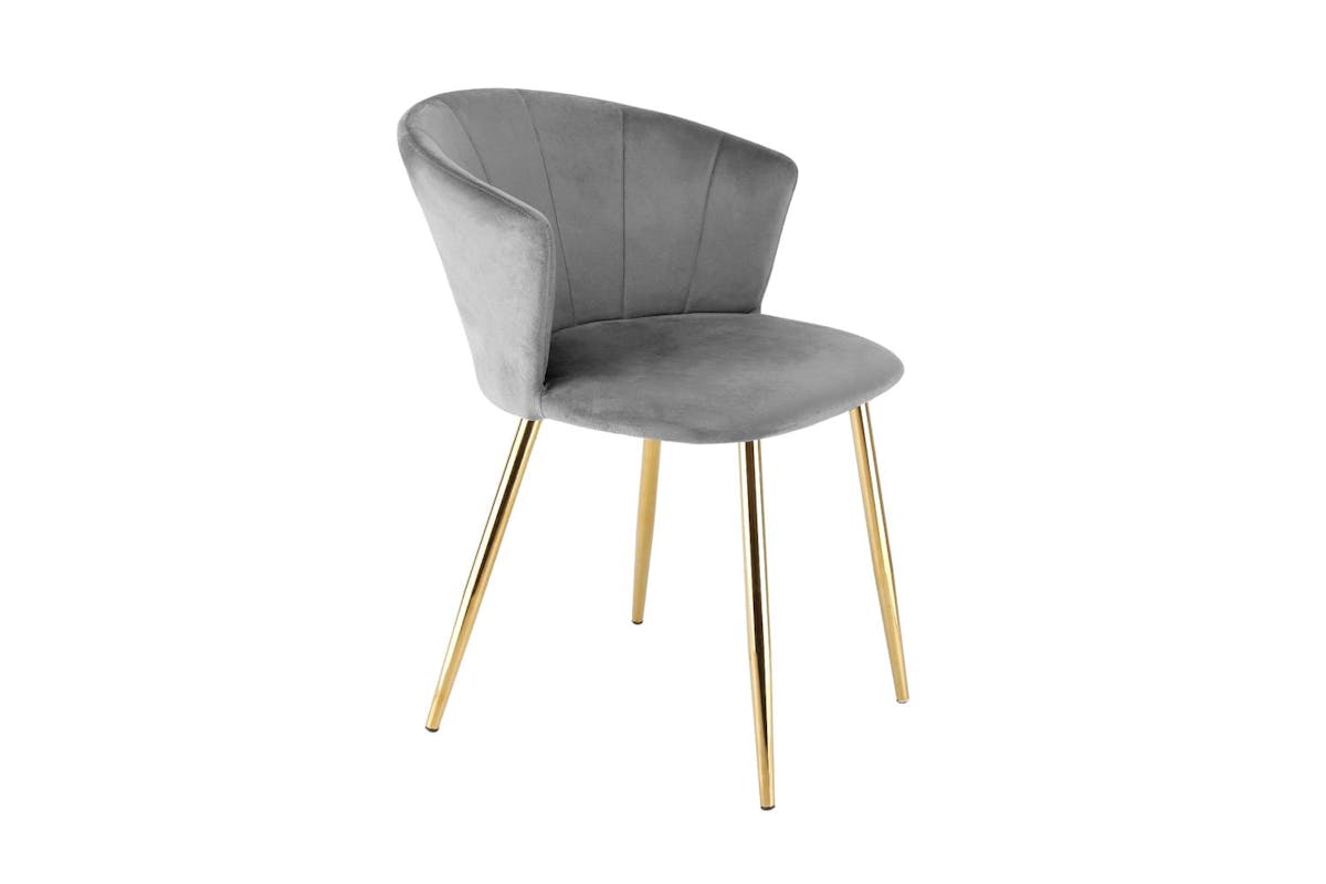 Raygar Ella Dining Chair | Velvet | Gold Legs | Grey-2