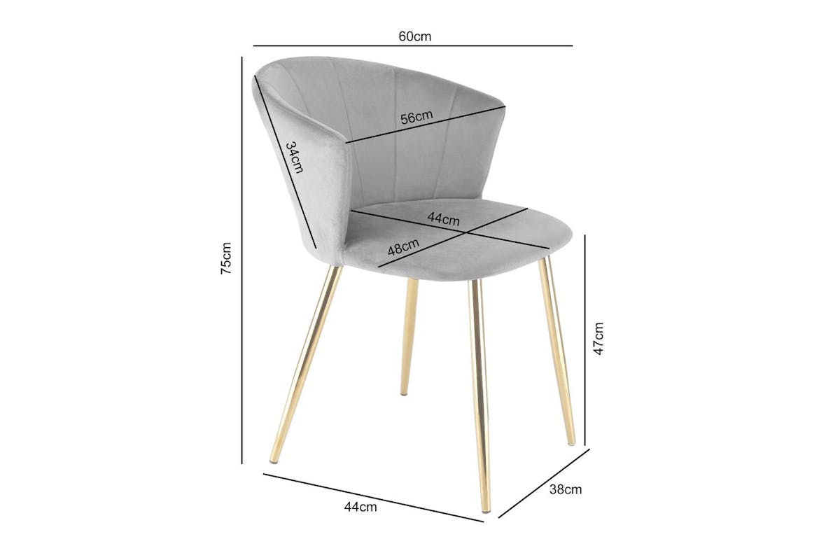 Raygar Ella Dining Chair | Velvet | Gold Legs | Grey-7
