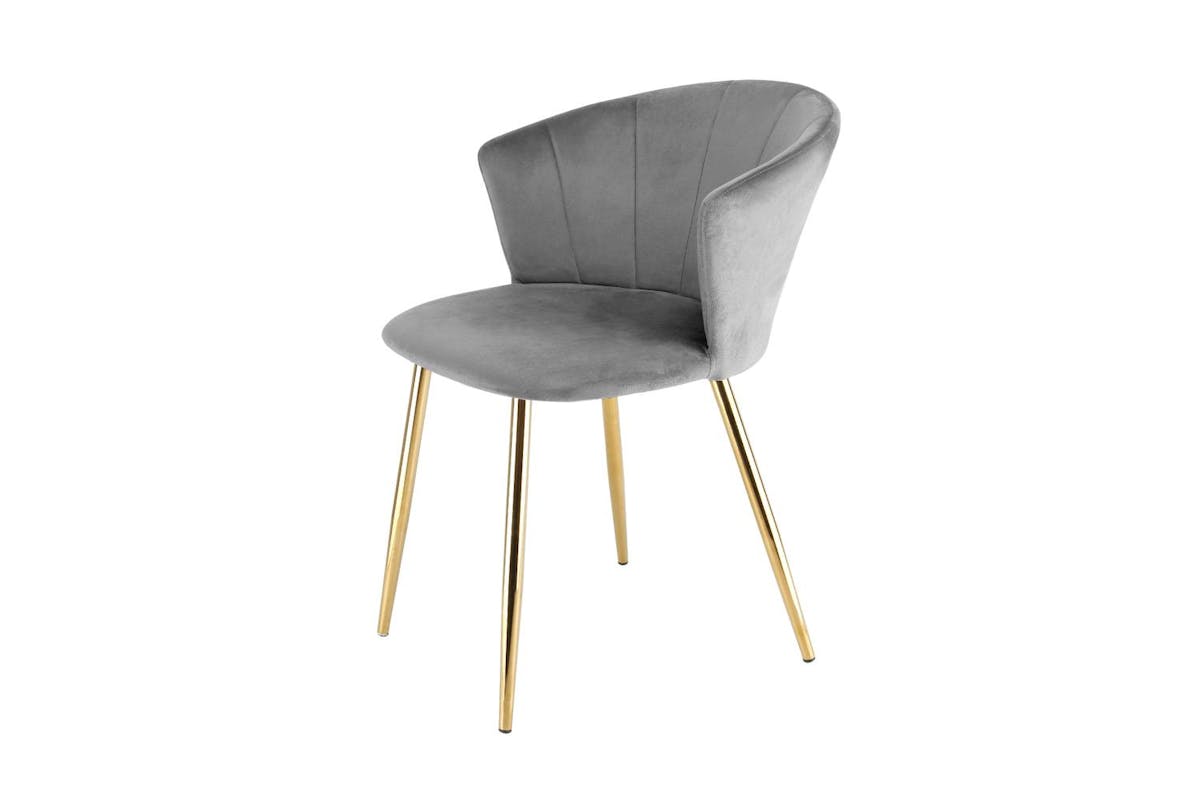 Raygar Ella Dining Chair | Velvet | Gold Legs | Grey-3