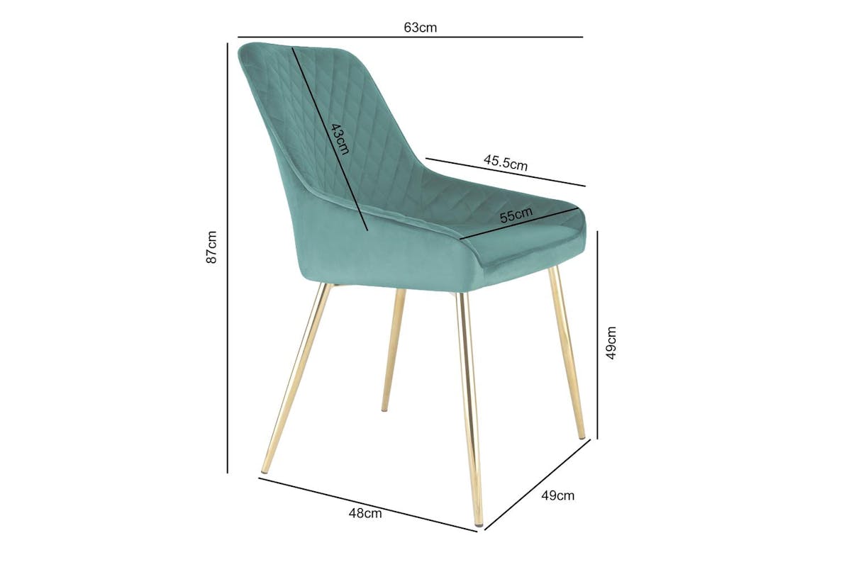 Evie Dining Chair | Velvet | Golden Legs | Green-6