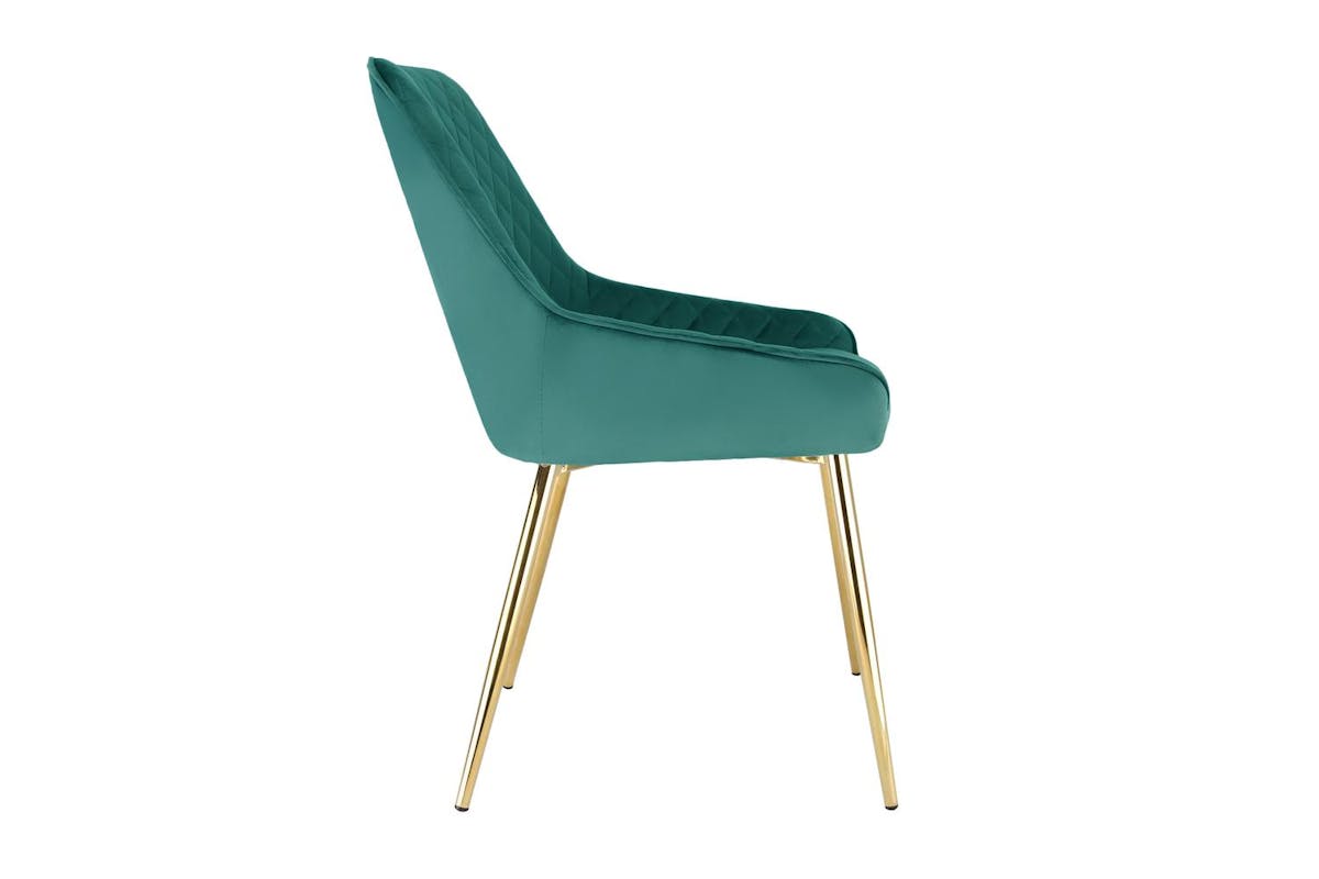 Evie Dining Chair | Velvet | Golden Legs | Green-4