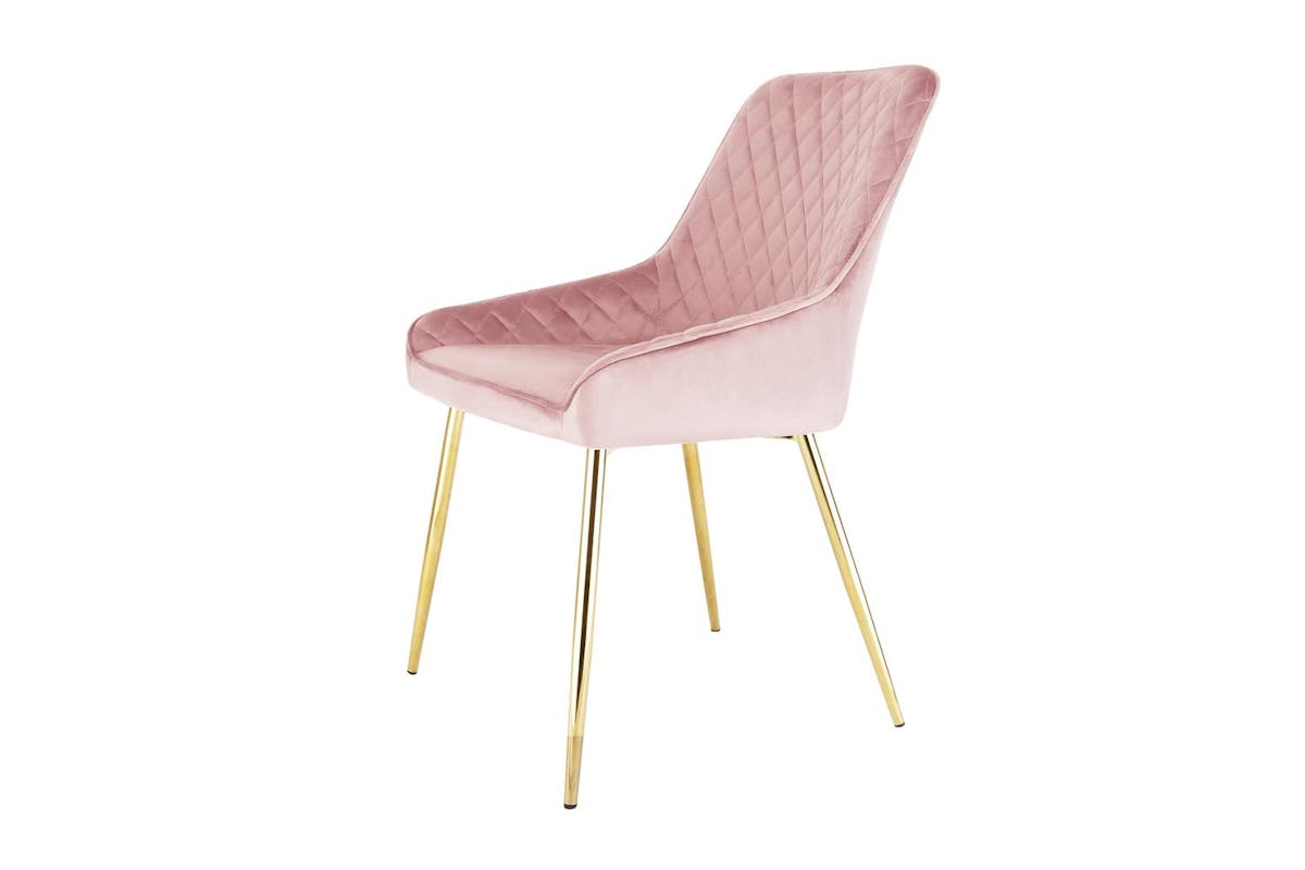 Evie Dining Chair | Velvet | Golden Legs | Pink-2