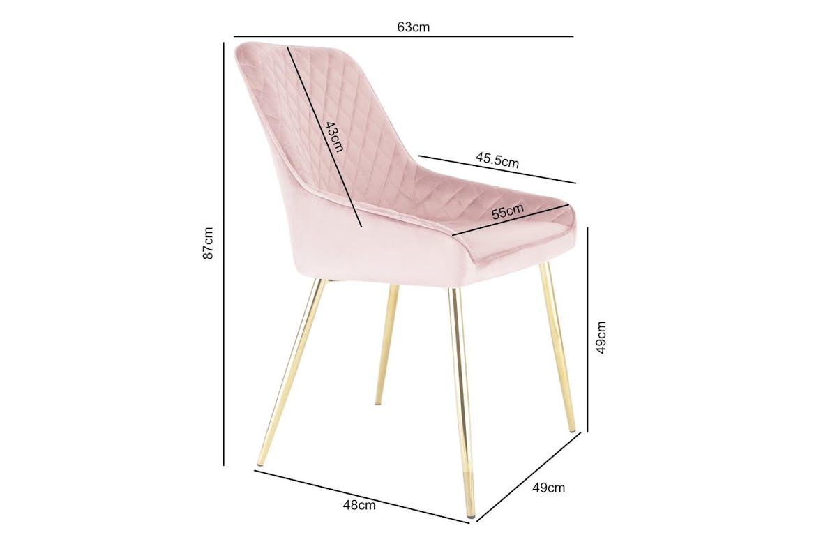 Evie Dining Chair | Velvet | Golden Legs | Pink-5