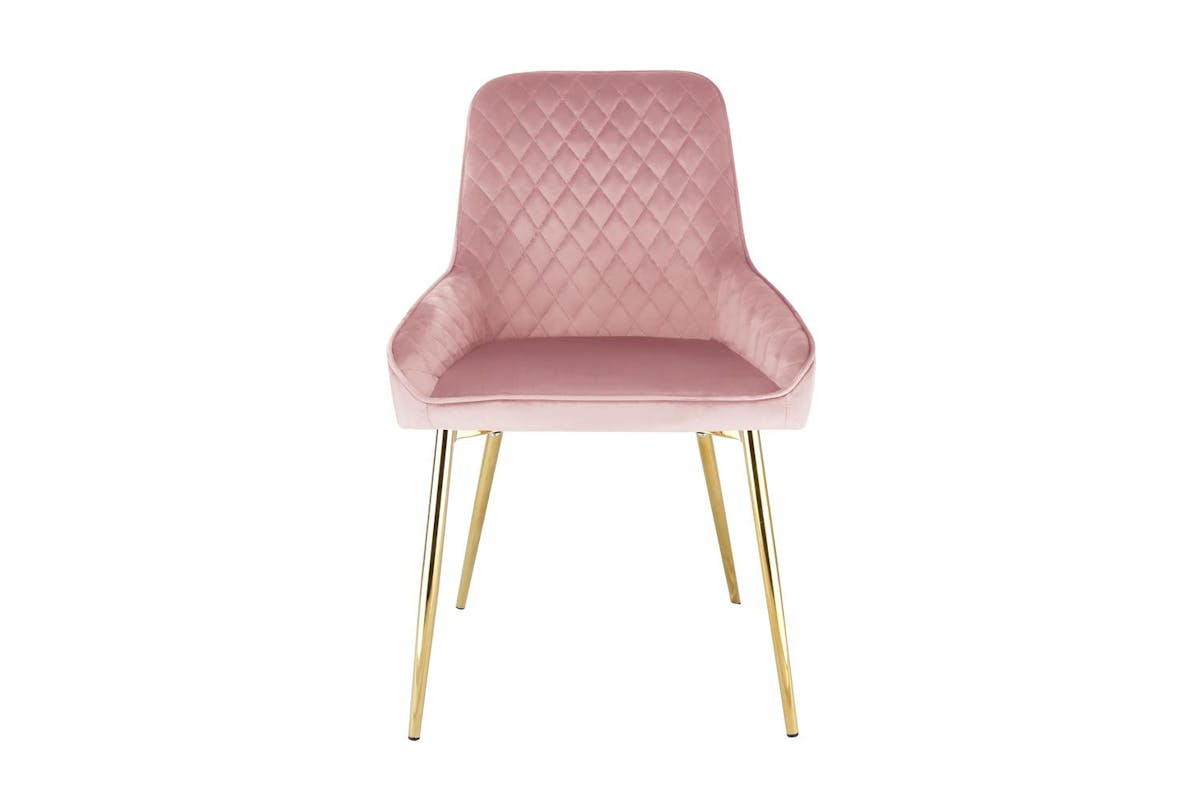 Evie Dining Chair | Velvet | Golden Legs | Pink