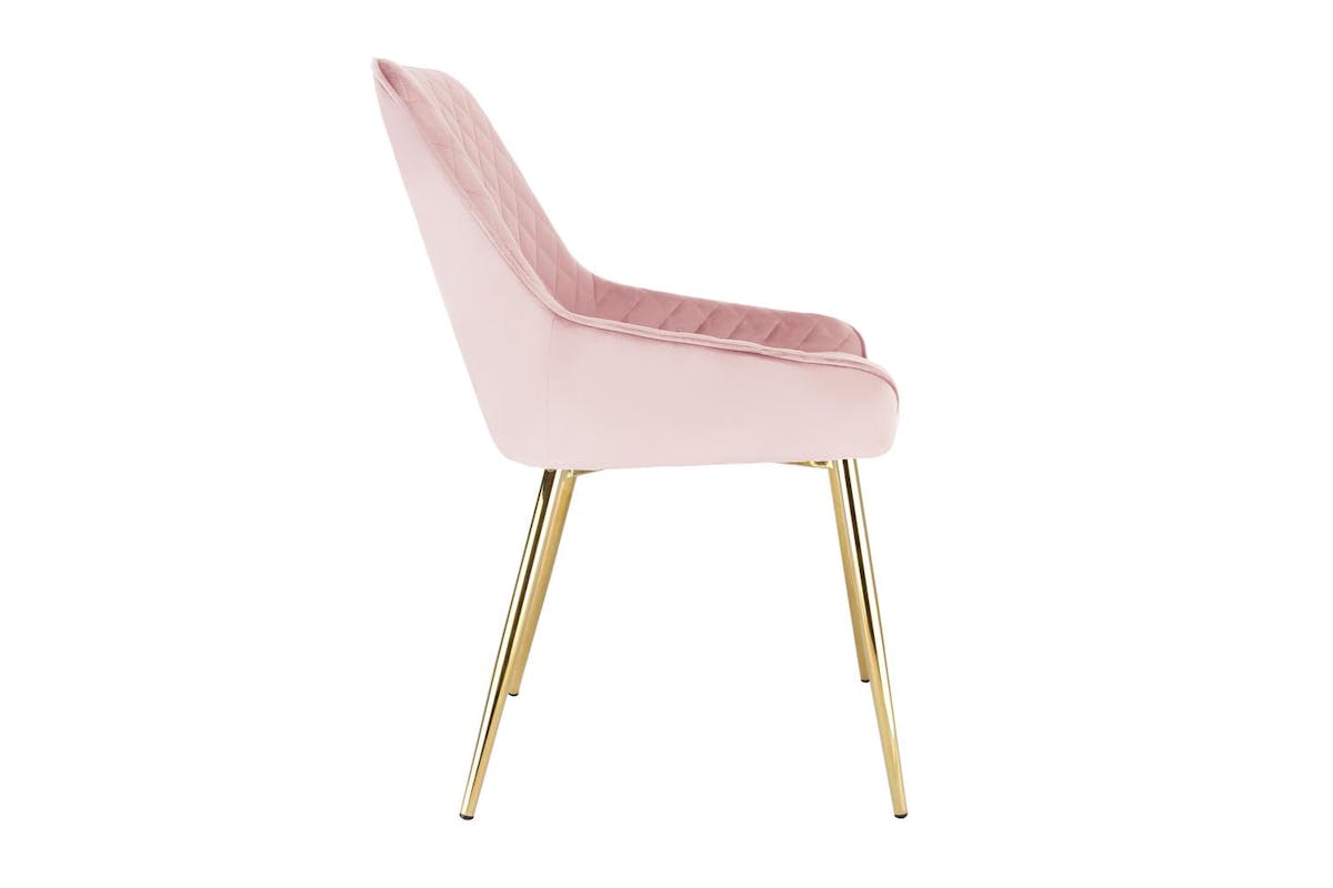 Evie Dining Chair | Velvet | Golden Legs | Pink-3