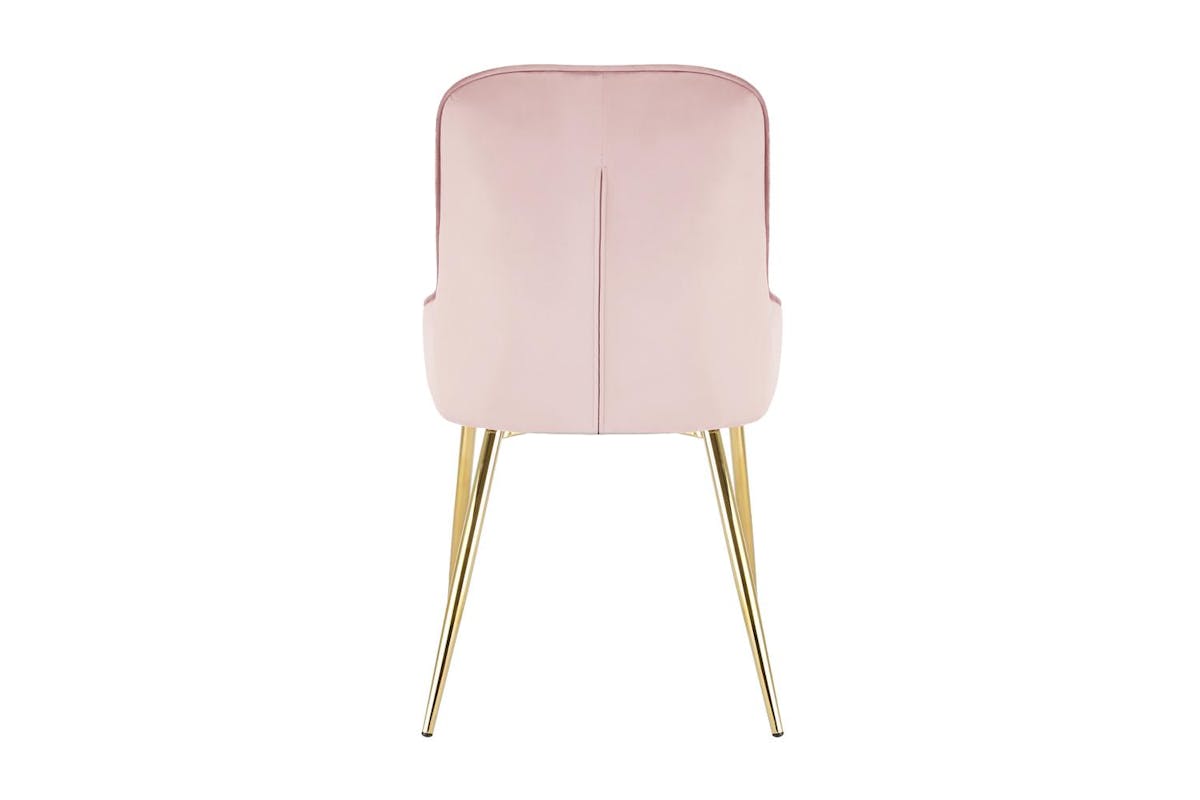 Evie Dining Chair | Velvet | Golden Legs | Pink-4
