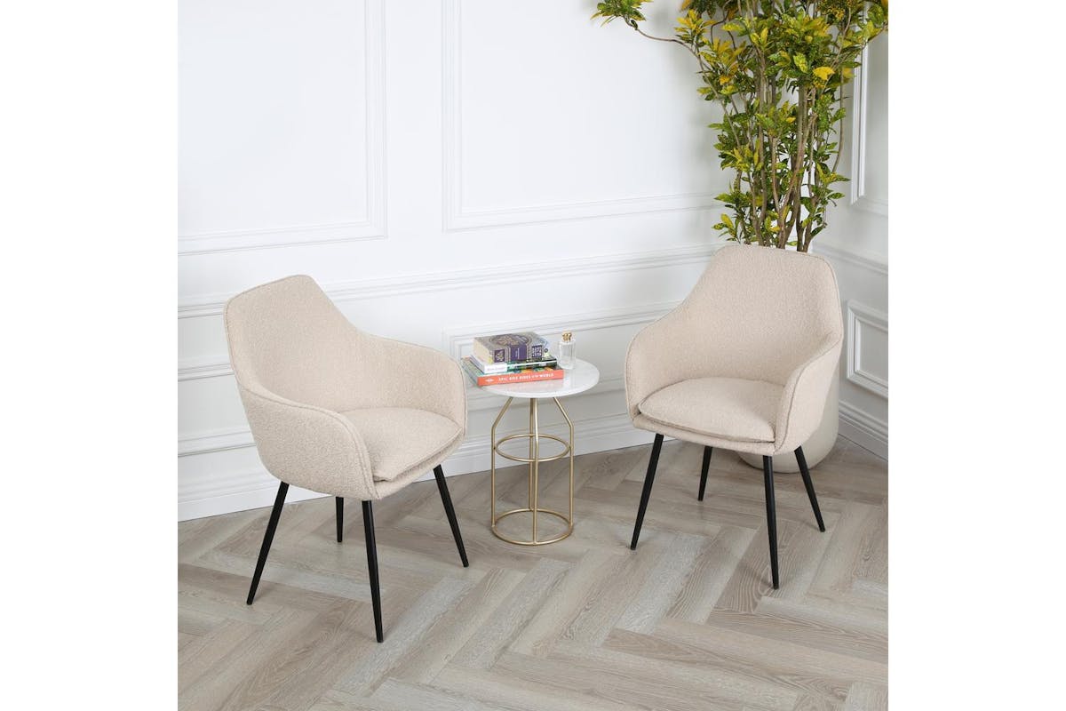 Genesis Muse Accent Chair | Boucle Fabric | Set of 2 | Cream-2