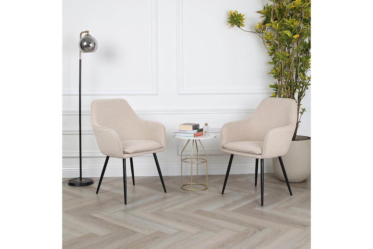 Genesis Muse Accent Chair | Boucle Fabric | Set of 2 | Cream-8