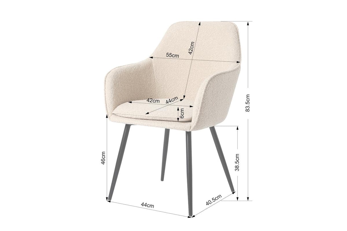 Genesis Muse Accent Chair | Boucle Fabric | Set of 2 | Cream-9