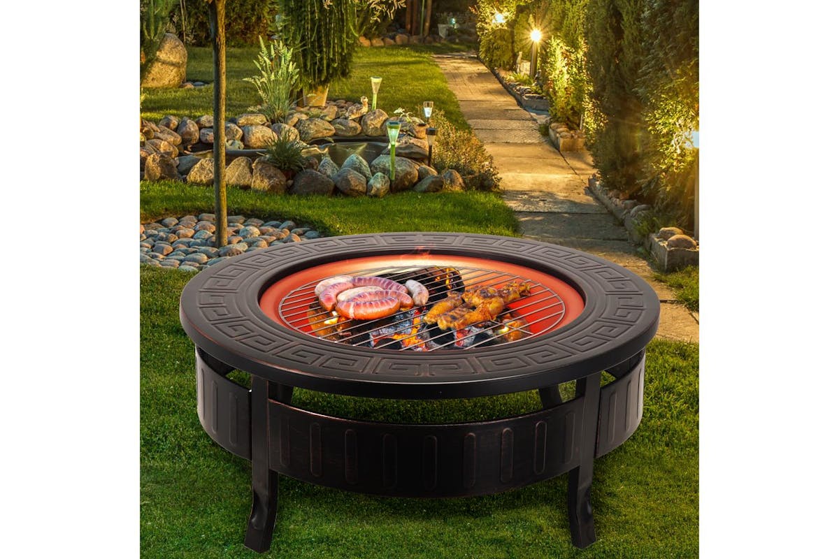 Raygar Multifunctional Round 3-in-1 Metal Garden Fire Pit Bbq Ice Bucket Patio Heater-2