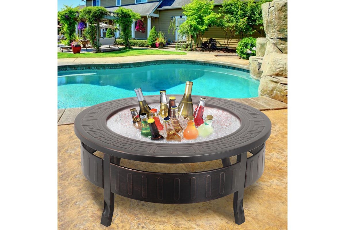 Raygar Multifunctional Round 3-in-1 Metal Garden Fire Pit Bbq Ice Bucket Patio Heater-3
