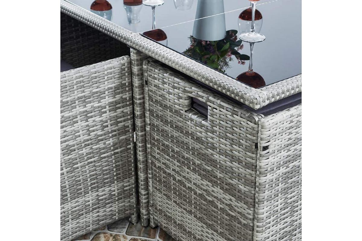 Vesta Deluxe Rattan 8 Seater Dining Cube Garden Furniture Patio Set - Grey-2