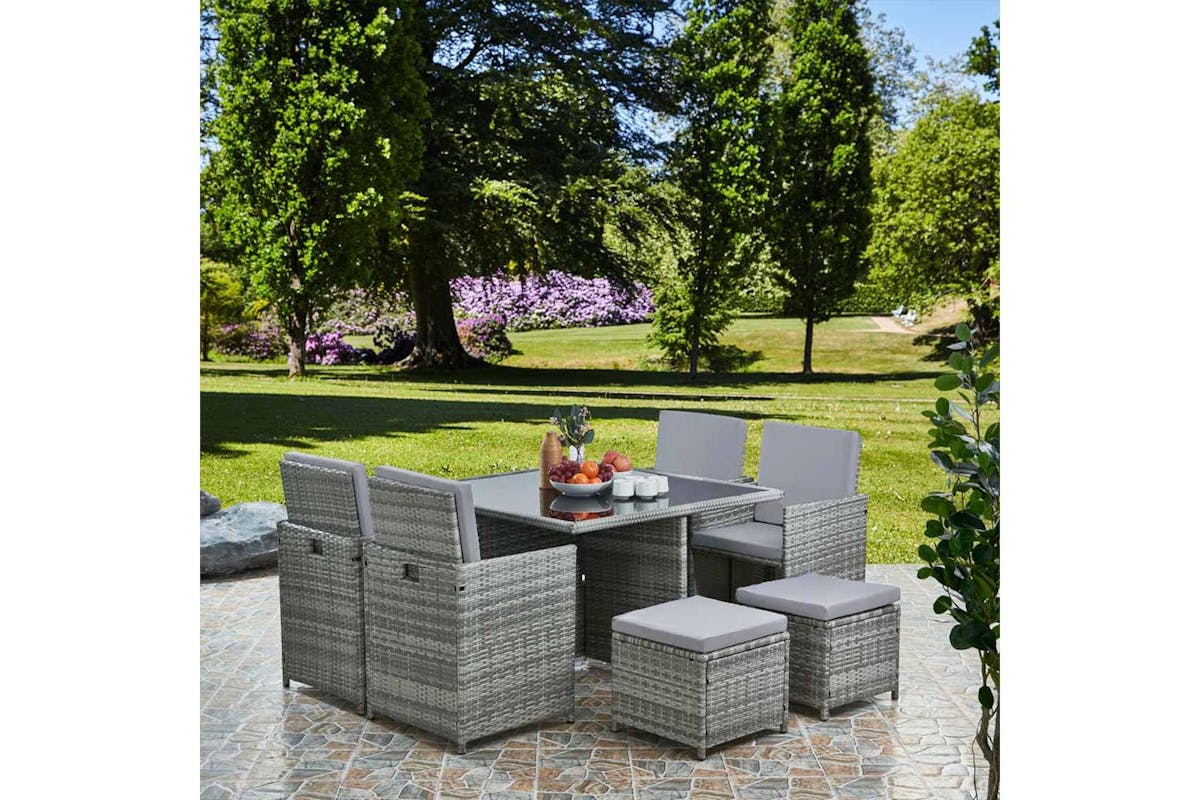 Vesta Deluxe Rattan 8 Seater Dining Cube Garden Furniture Patio Set - Grey-3