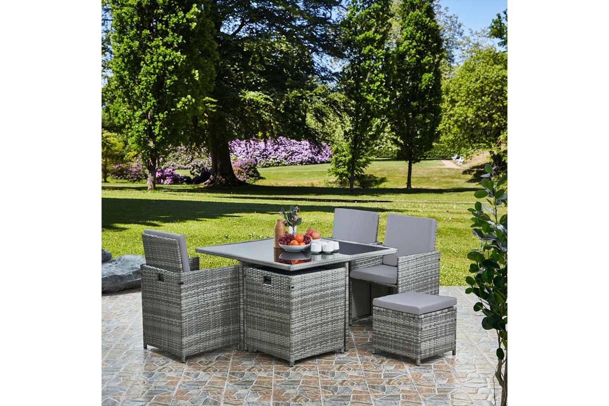Vesta Deluxe Rattan 8 Seater Dining Cube Garden Furniture Patio Set - Grey-4