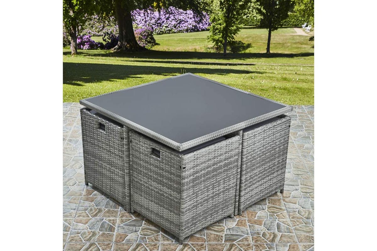 Vesta Deluxe Rattan 8 Seater Dining Cube Garden Furniture Patio Set - Grey-6
