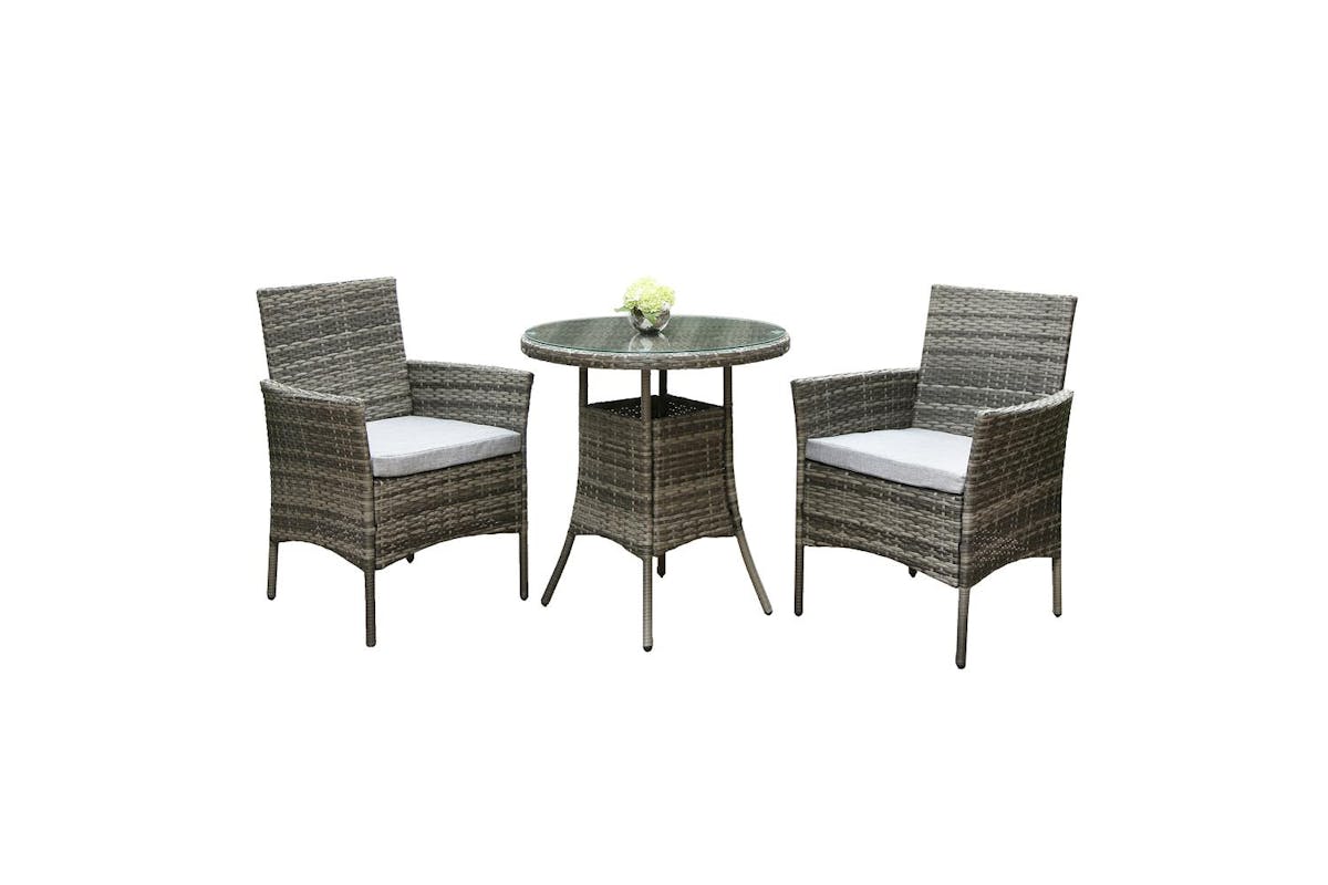 Virginia Deluxe Rattan 2 Seater Round Bistro Set - Grey