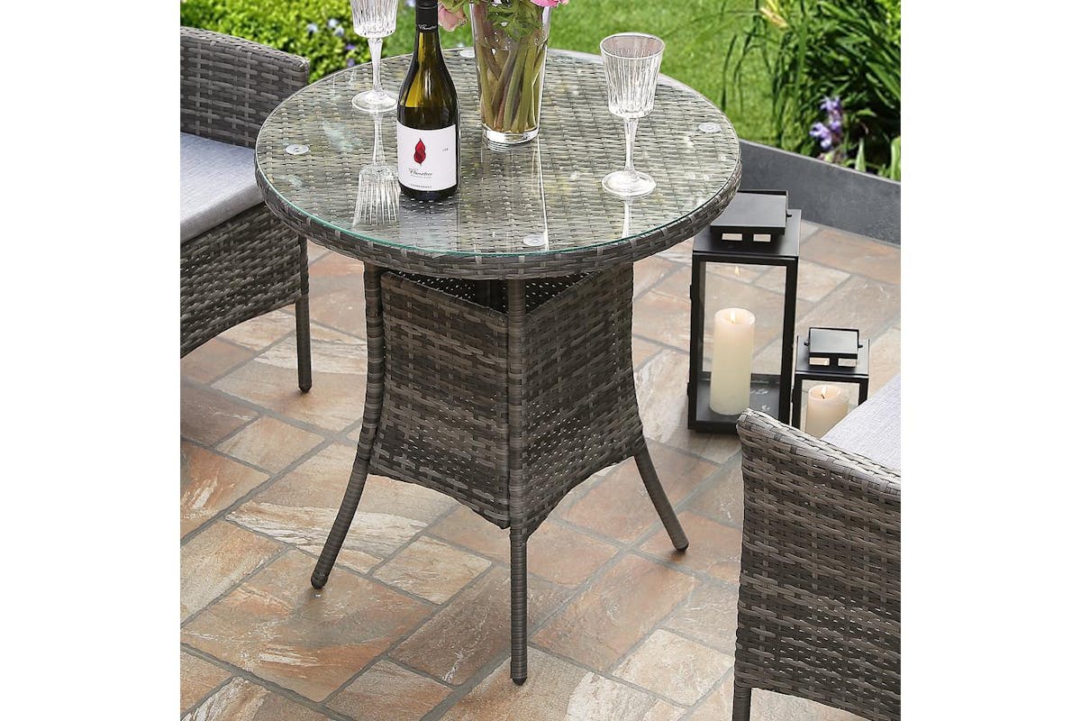 Virginia Deluxe Rattan 2 Seater Round Bistro Set - Grey-4