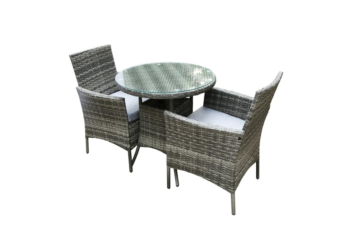 Virginia Deluxe Rattan 2 Seater Round Bistro Set - Grey-5