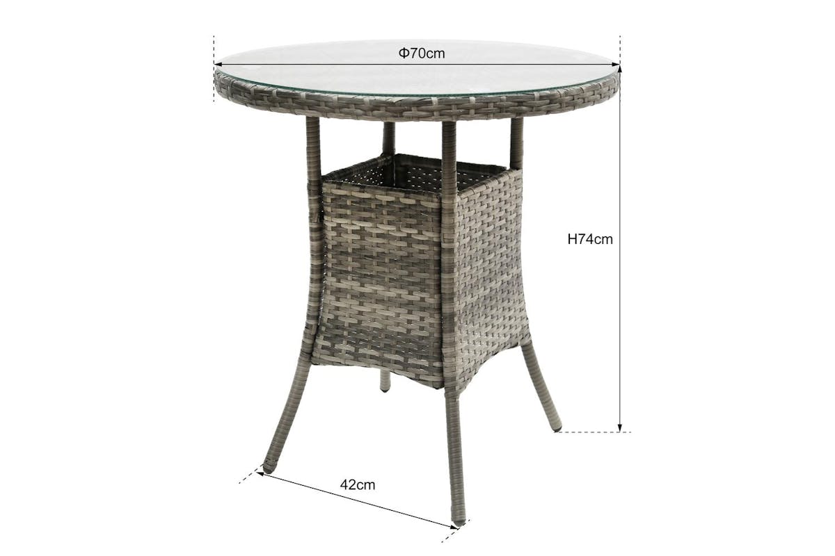 Virginia Deluxe Rattan 2 Seater Round Bistro Set - Grey-6