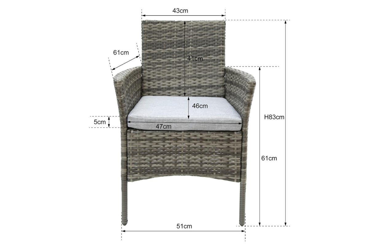 Virginia Deluxe Rattan 2 Seater Round Bistro Set - Grey-7