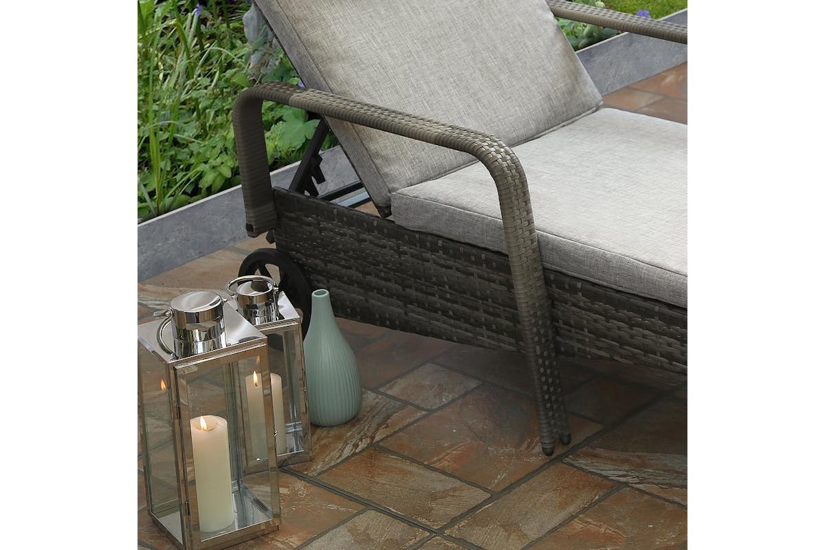Ventura Deluxe Rattan Sun Lounger With Adjustable Recline - Grey-3