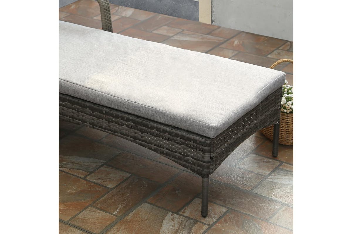 Ventura Deluxe Rattan Sun Lounger With Adjustable Recline - Grey-4