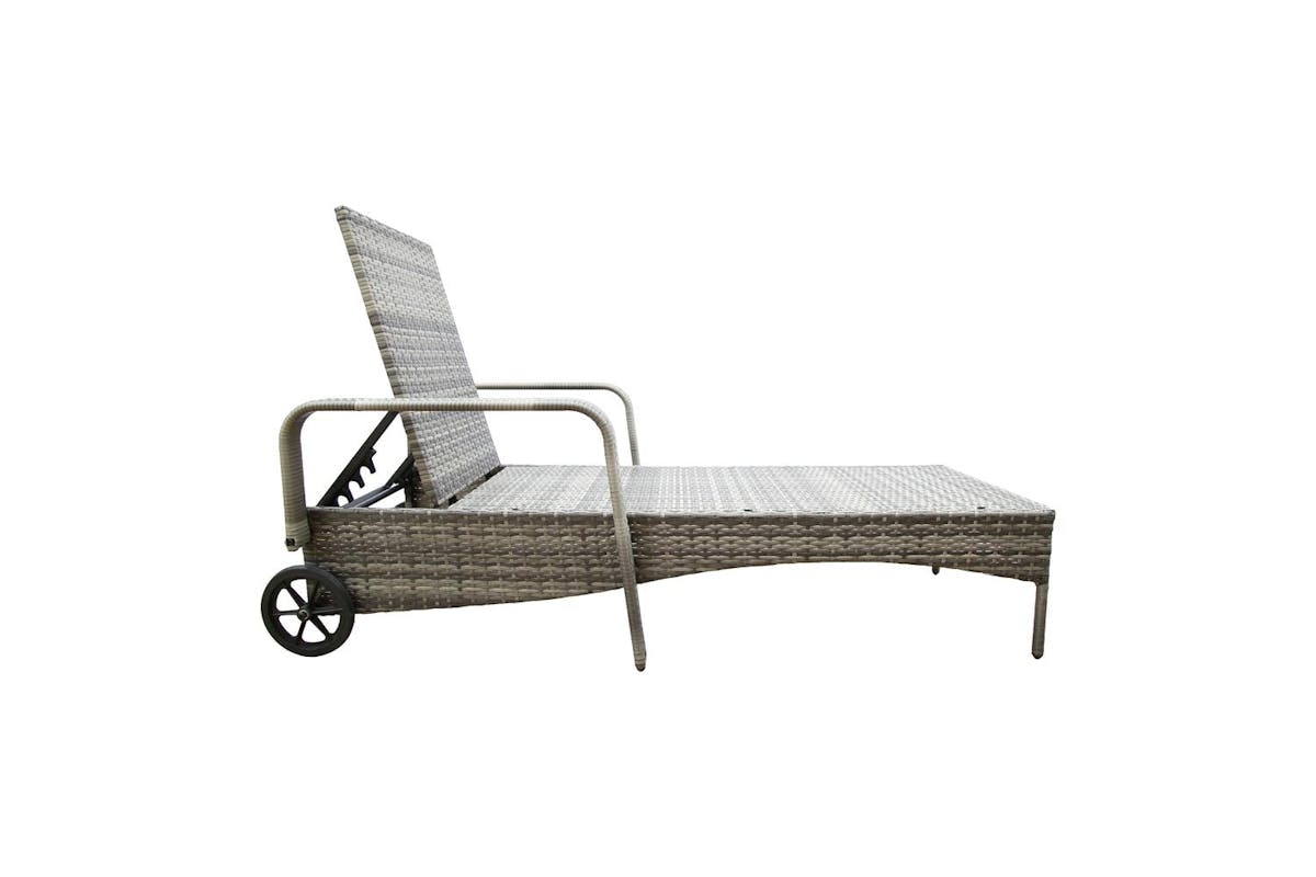 Ventura Deluxe Rattan Sun Lounger With Adjustable Recline - Grey-6