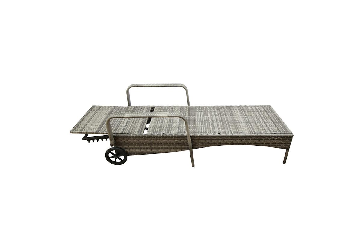 Ventura Deluxe Rattan Sun Lounger With Adjustable Recline - Grey-7