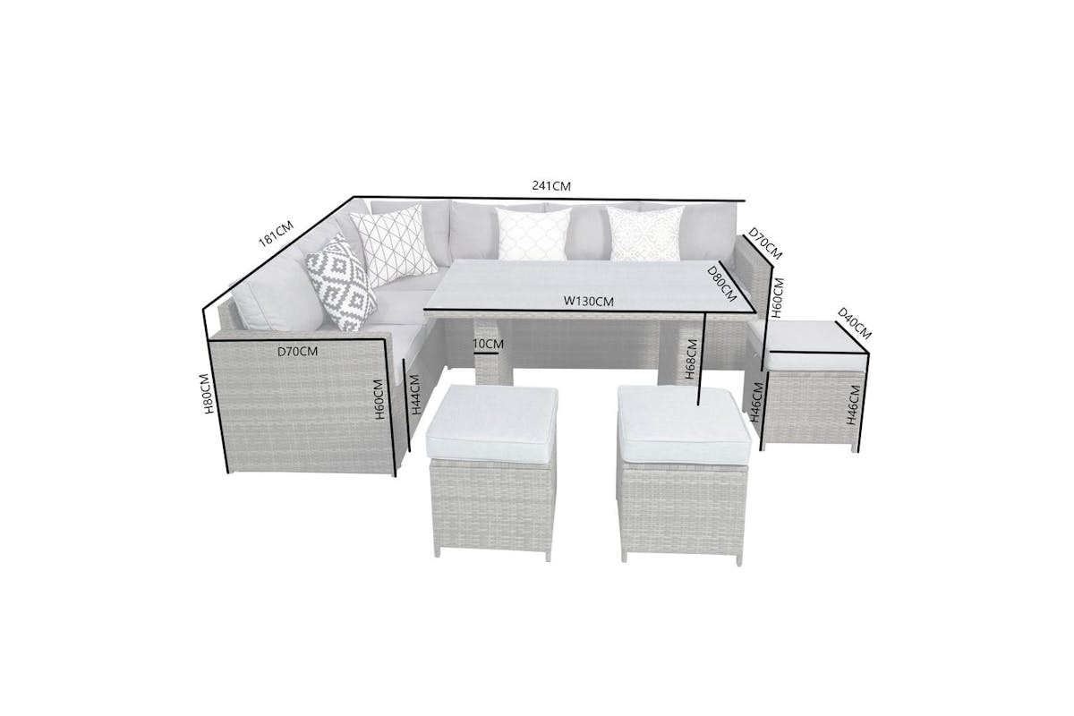Venice Deluxe Rattan 8 Seater Corner Set With High Table For Garden Patio - Grey-5