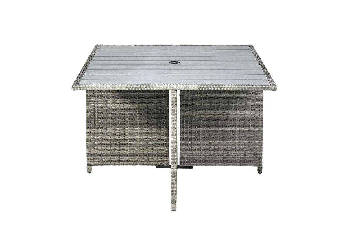 Hera Deluxe Rattan 8 Seater Dining Cube Garden Furniture Patio Set W/ Parasol Hole - Grey-8